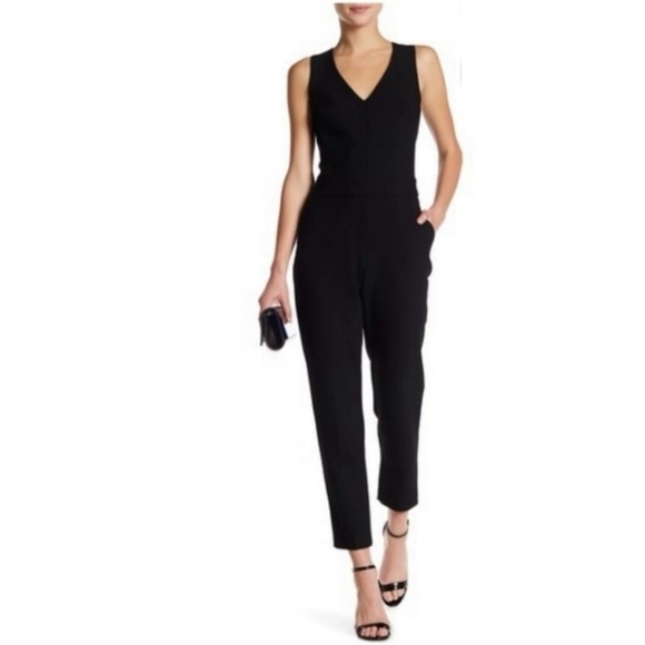 TRINA TURK Solid Black Jumpsuit Peekaboo Back - Picture 1 of 10